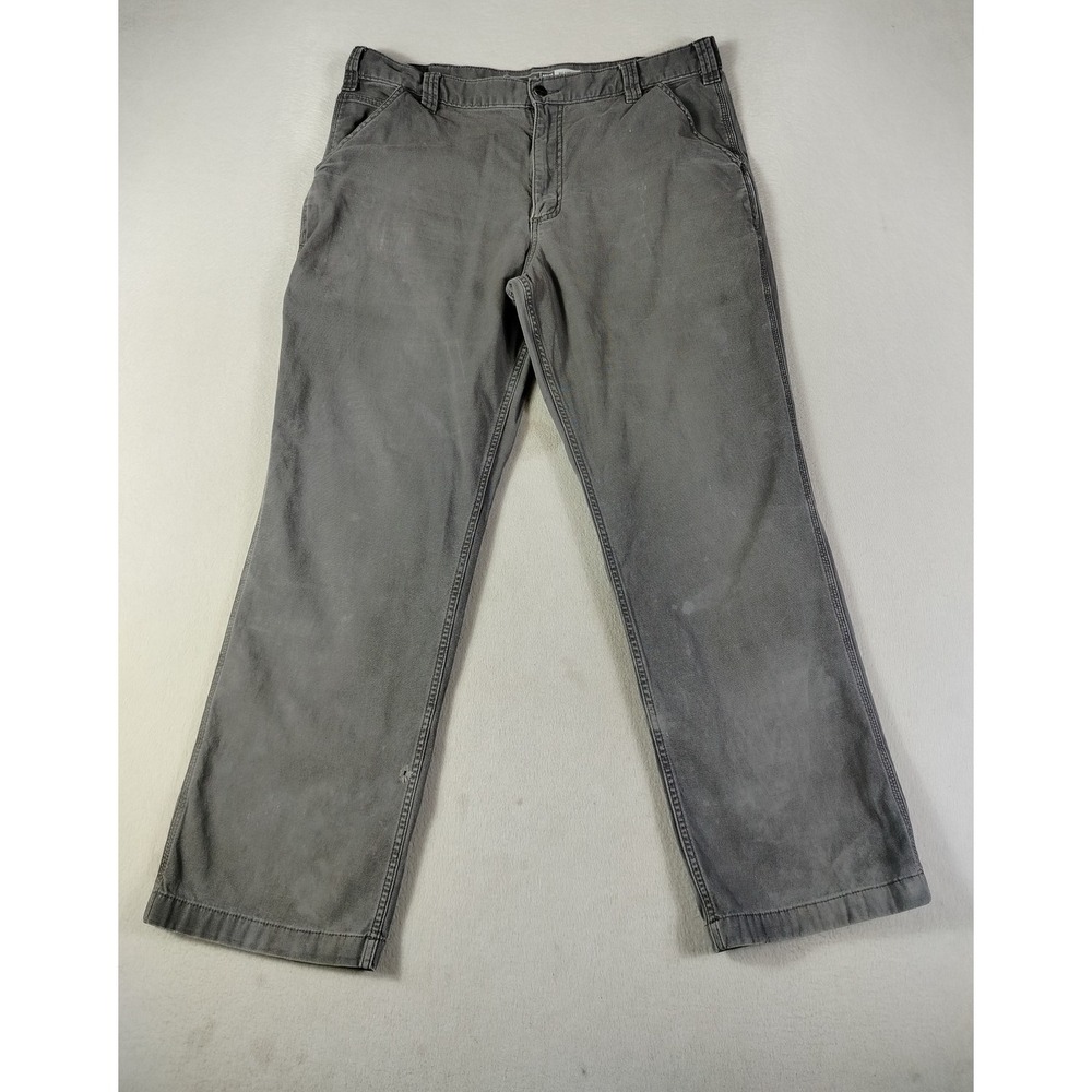 Carhartt Rugged Flex Pants Mens 38x32 Gray Distressed Canvas Paint Workwear